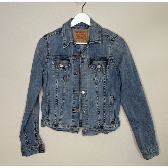 Levi's Original Trucker Red Tab Jean Women's Denim Jacket Classic Vintage Sz Med - Picture 1 of 10